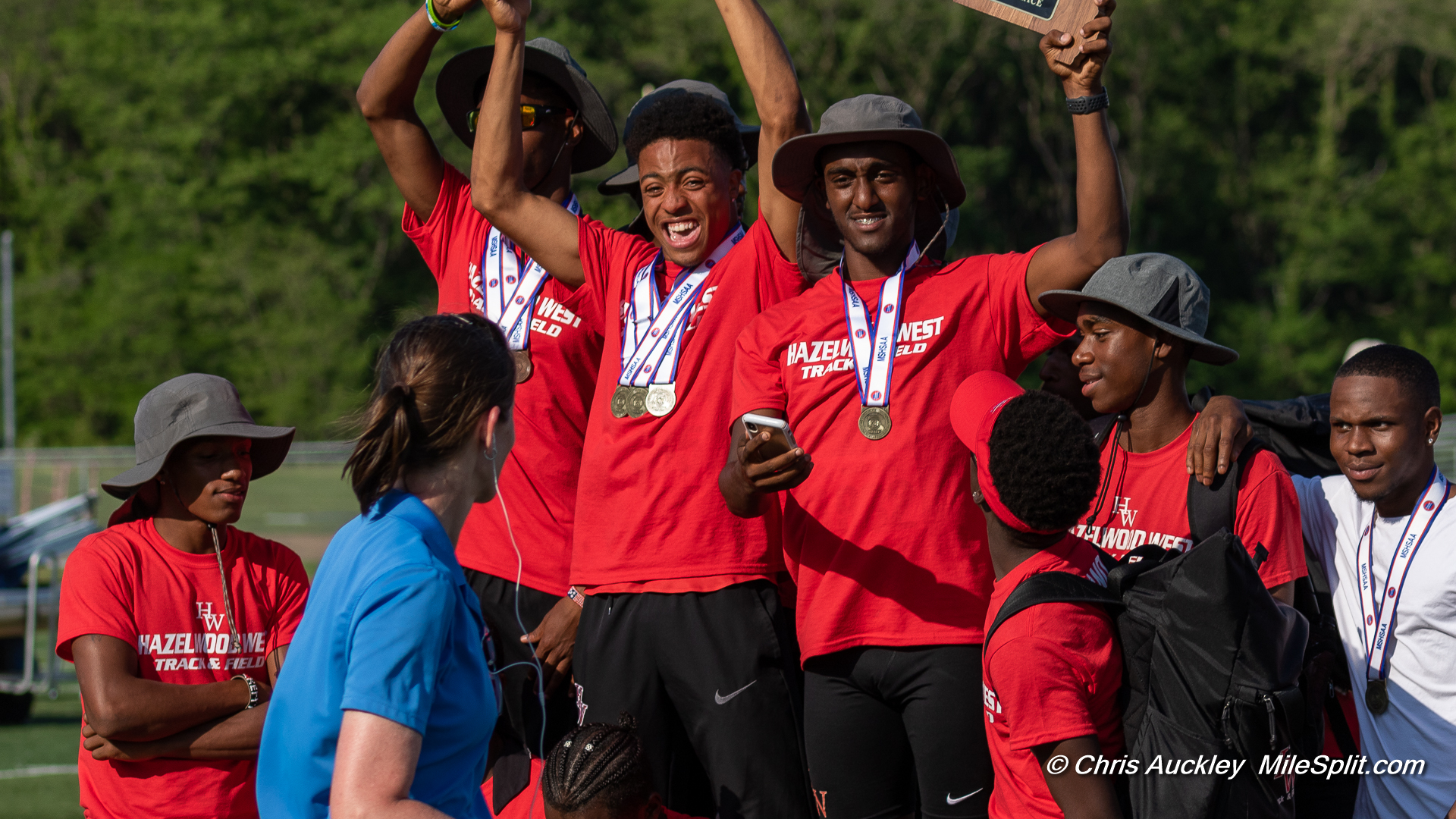 Robinson, after helping guide Hazelwood West to its first state title since 1985; Chris Auckley/Missouri Track Fanatic